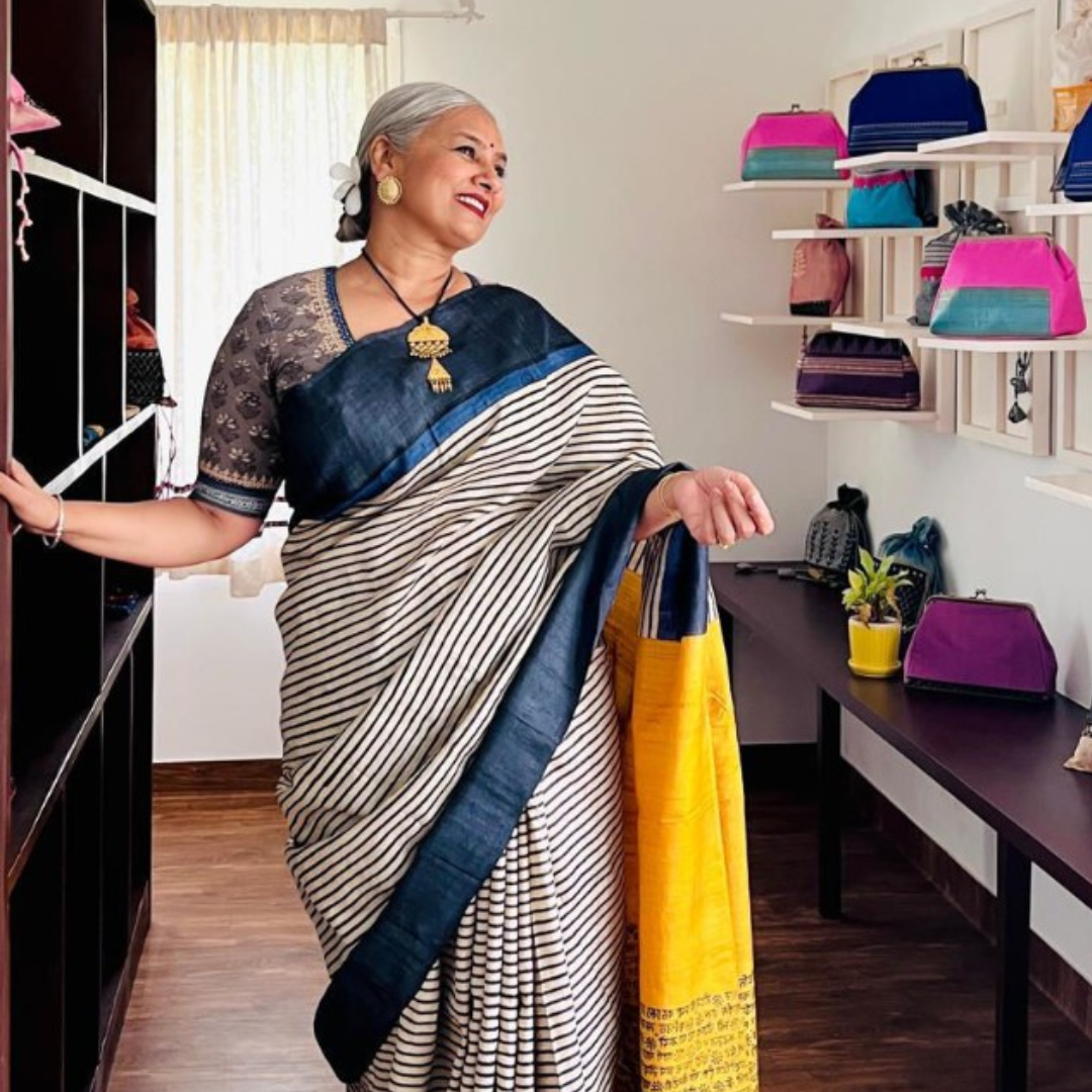 White Handcrafted Handloom Pure Tussar Silk Saree