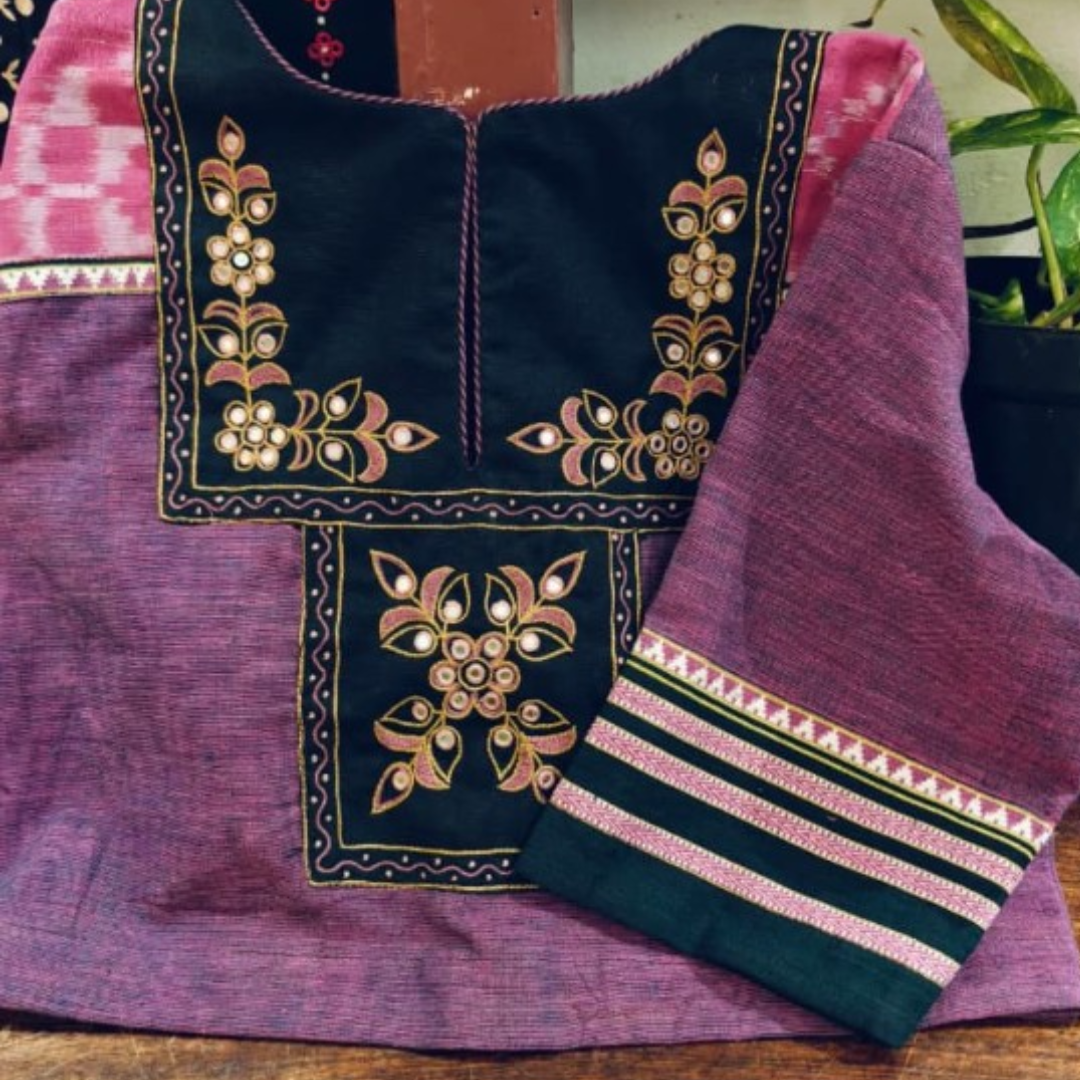 Purple Handcrafted Handloom Traditional Cotton Blouse