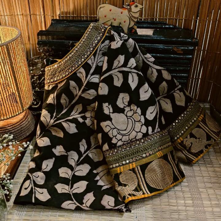 CHARCOAL & IVORY KALAMKARI