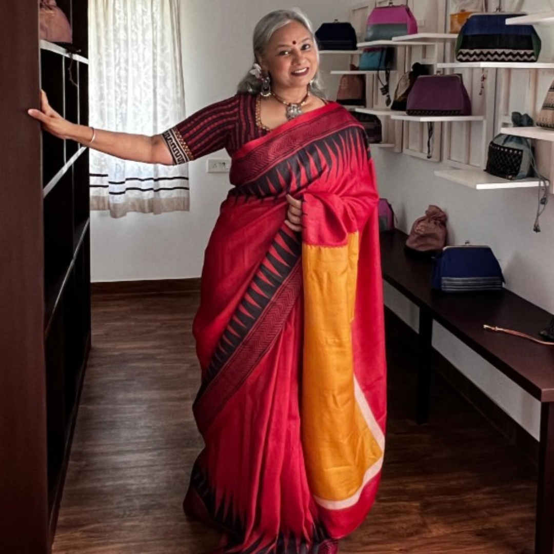 Chilli Red Handcrafted Handloom Pure Tussar Silk Saree
