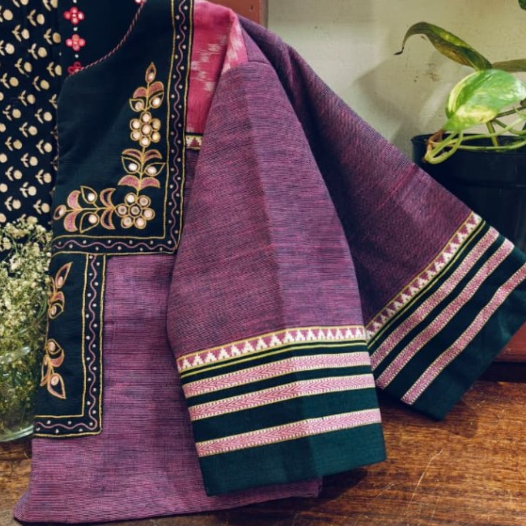 Purple Handcrafted Handloom Traditional Cotton Blouse