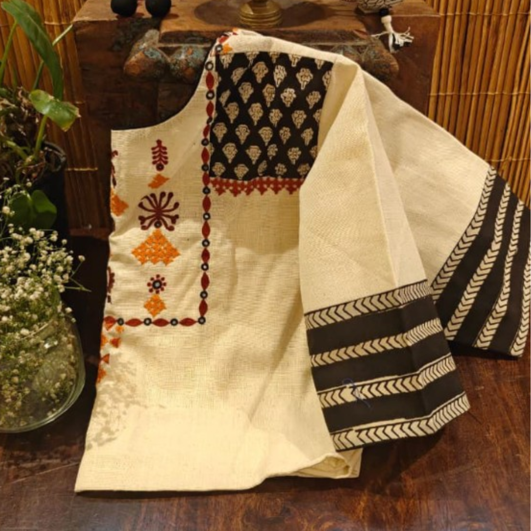 Ivory Handcrafted Handloom Tribal Cotton Blouse