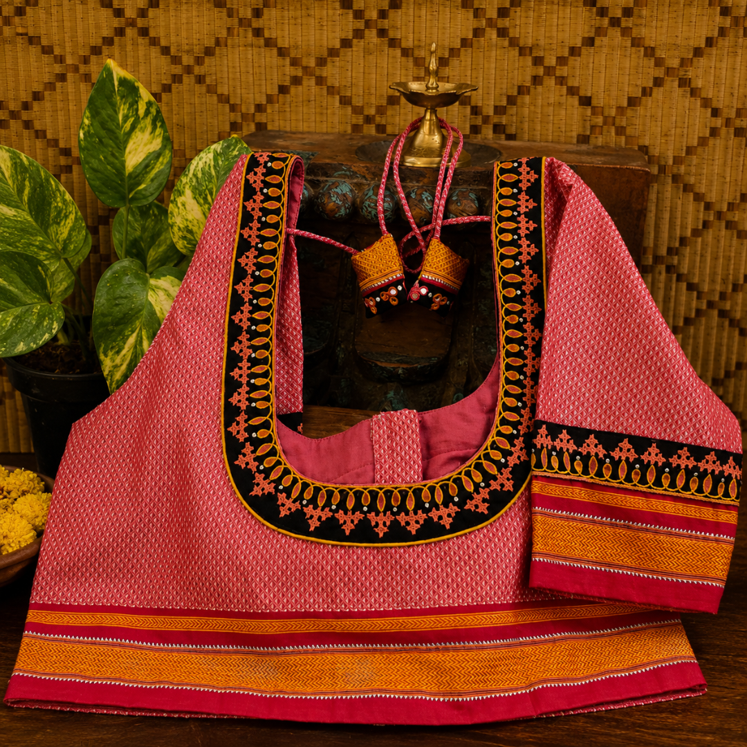 Pastel Pink Handcrafted Handloom Khun Cotton Blouse