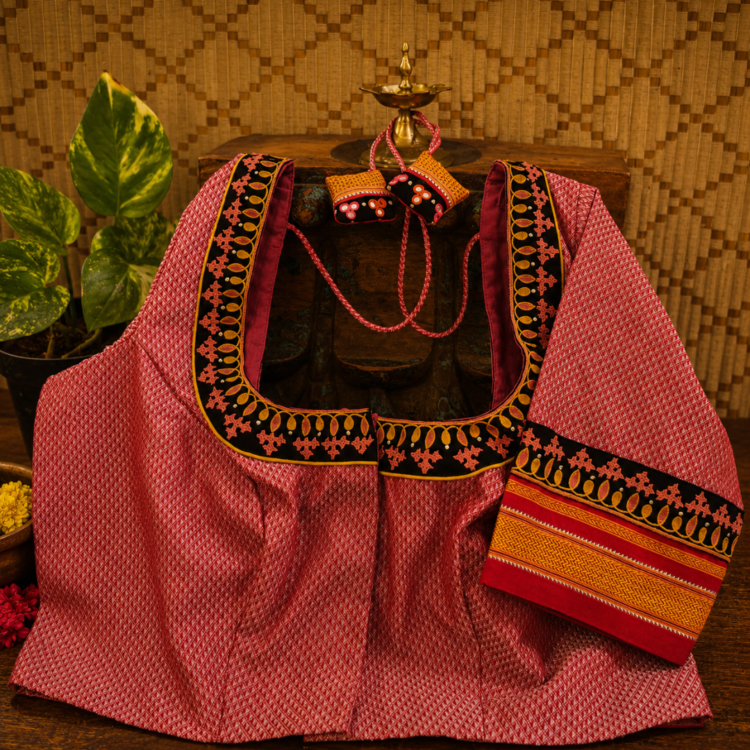Pastel Pink Handcrafted Handloom Khun Cotton Blouse