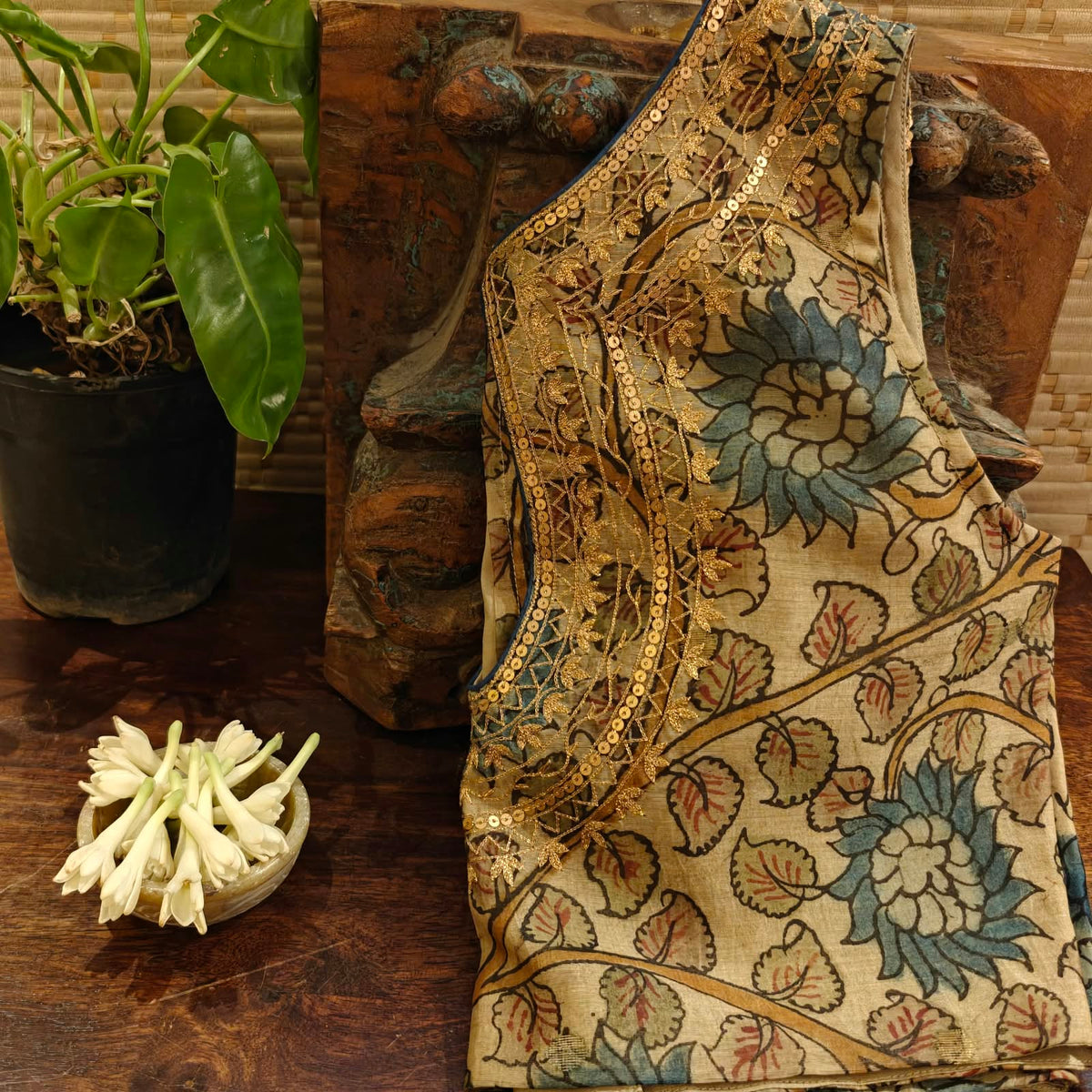 Fawn Florals — Kalamkari & Pittan