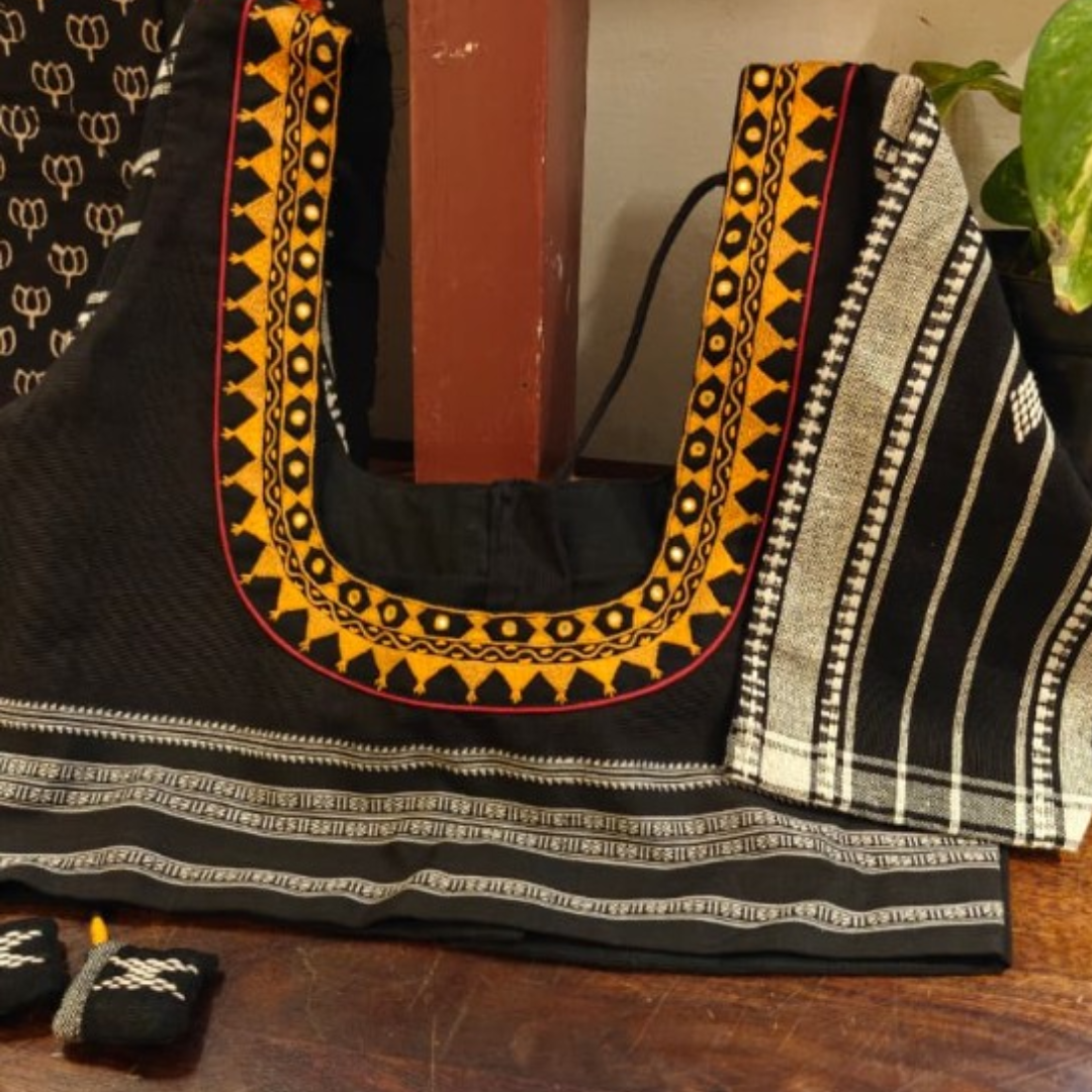 Charcoal Handcrafted Handloom Kotpad Cotton Blouse