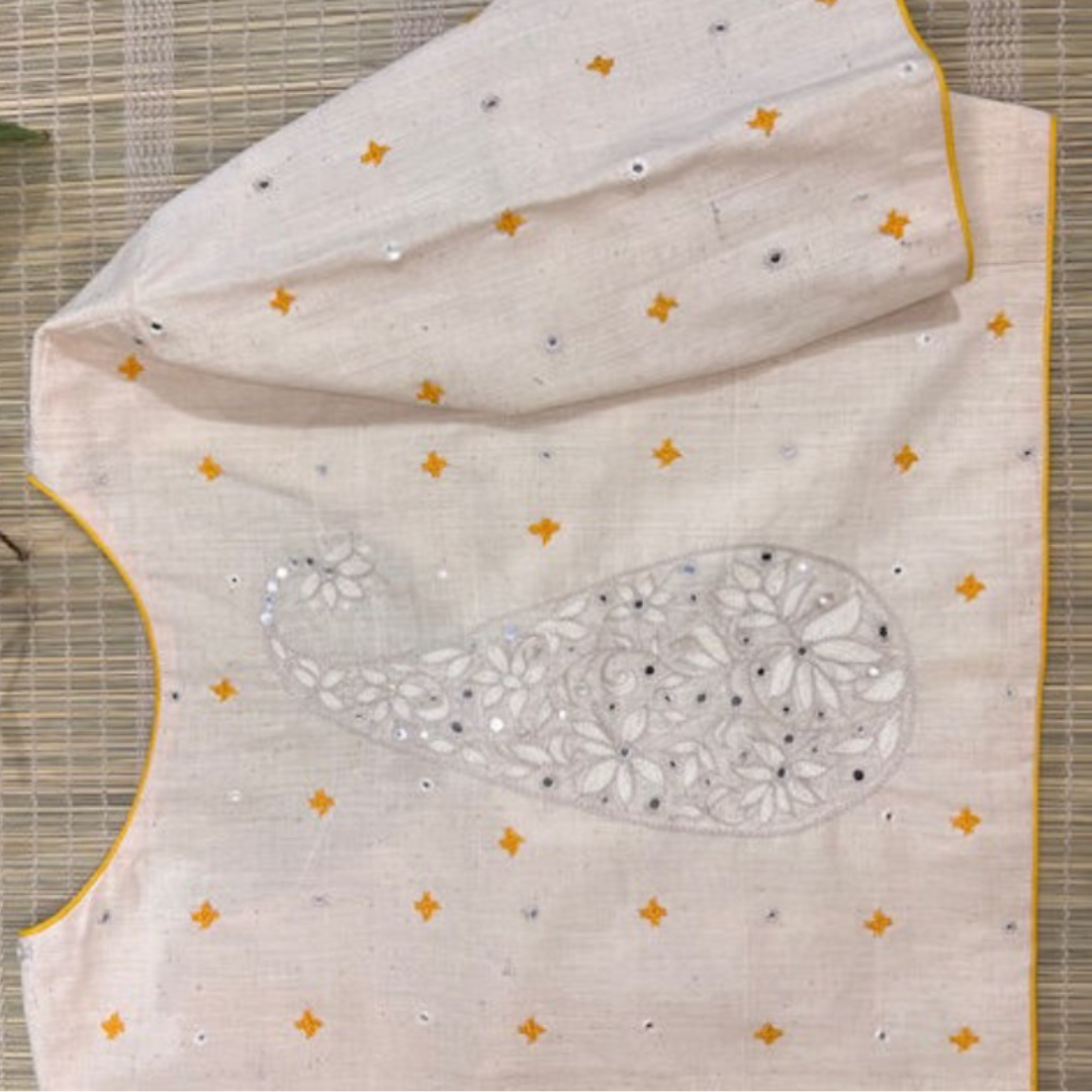 Ivory Handcrafted Handloom Kutchi Cotton Blouse