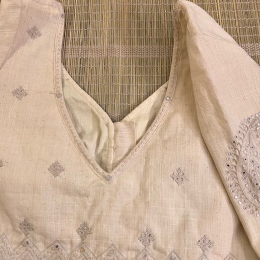 White Handcrafted Handloom Embroidered Cotton Blouse