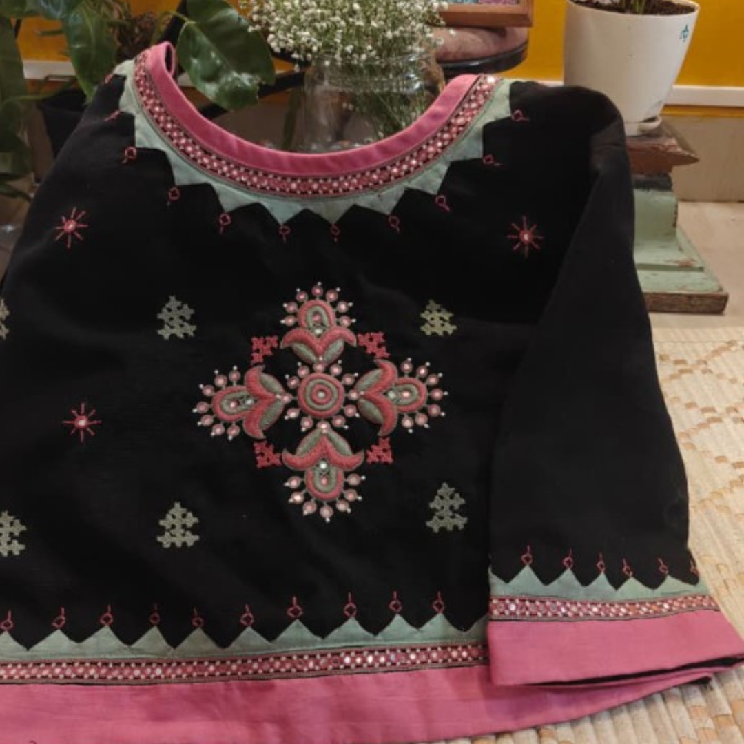 Charcoal Handcrafted Handloom Linen Blouse
