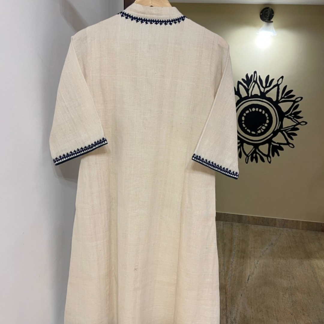 White Handcrafted Handloom Khadi Cotton Kurta