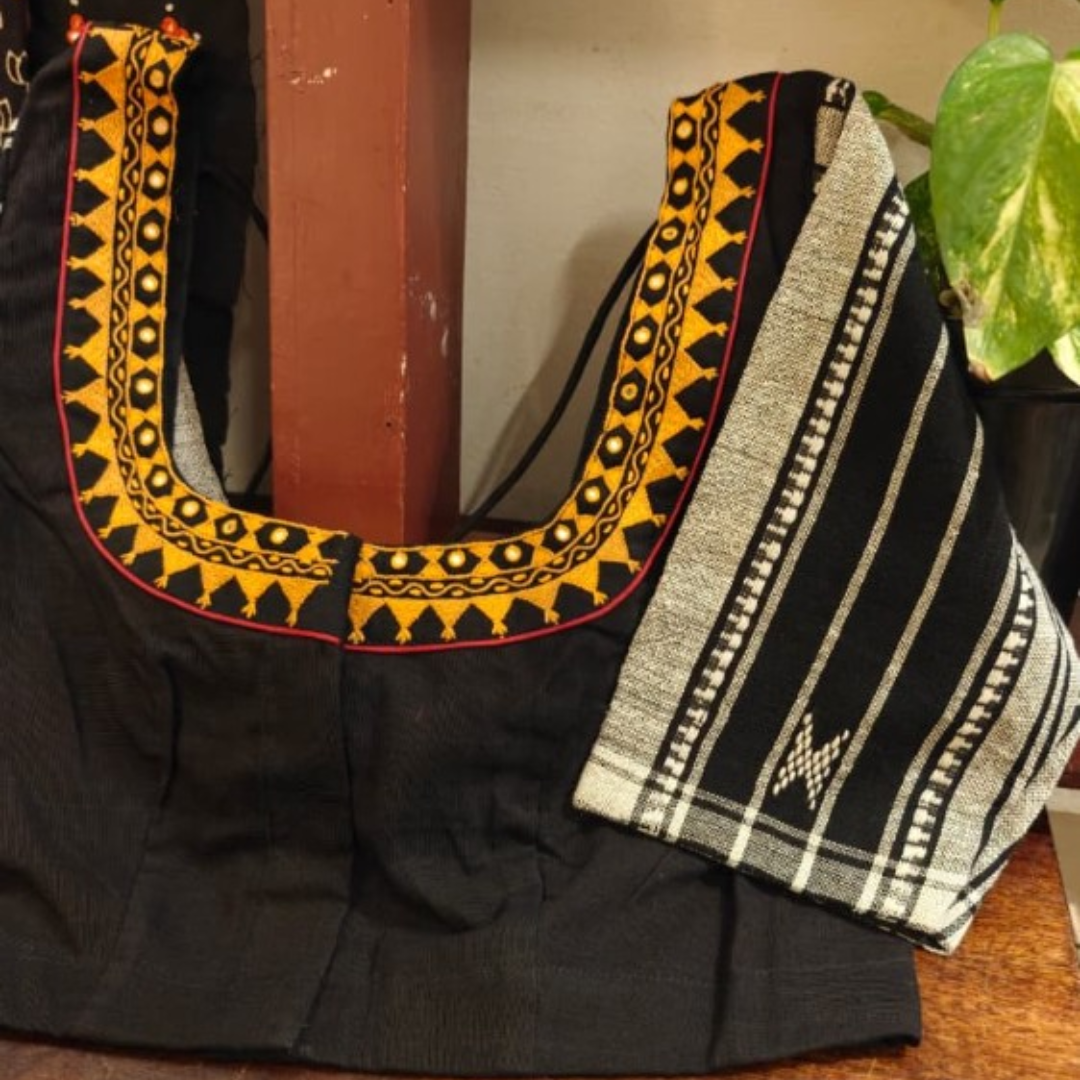 Charcoal Handcrafted Handloom Kotpad Cotton Blouse