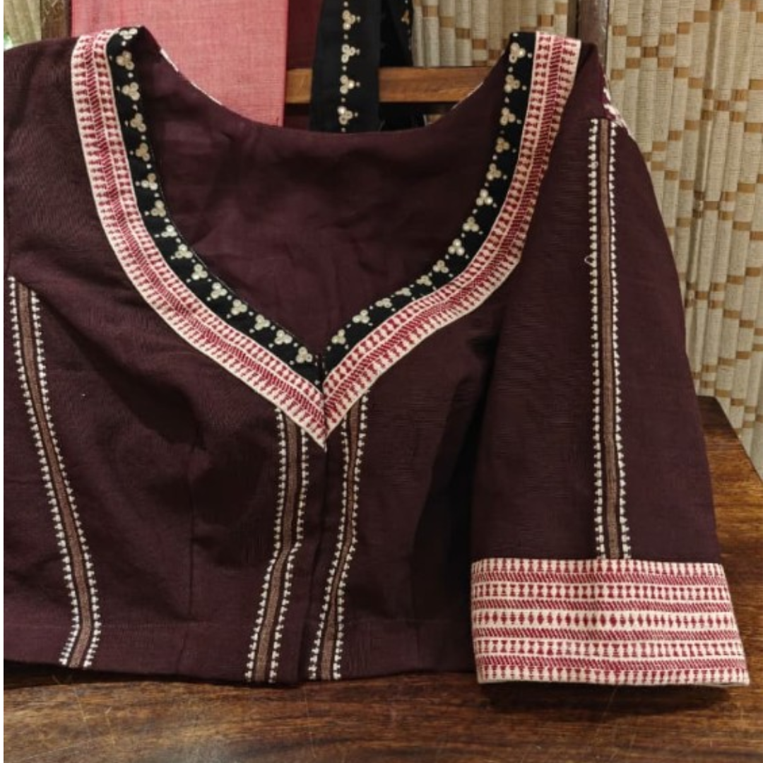 Burgundy Handcrafted Handloom Cotton Blouse
