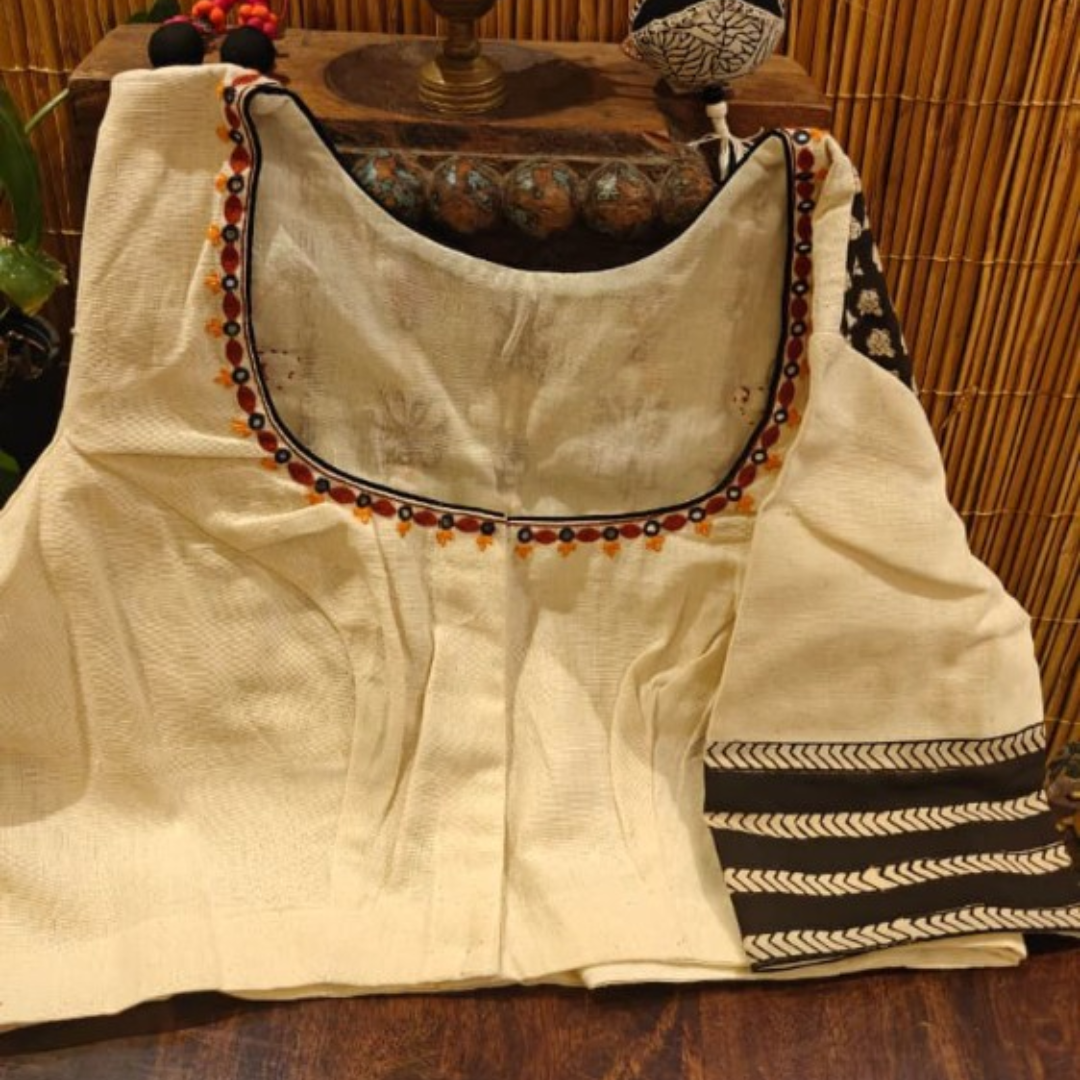Ivory Handcrafted Handloom Tribal Cotton Blouse