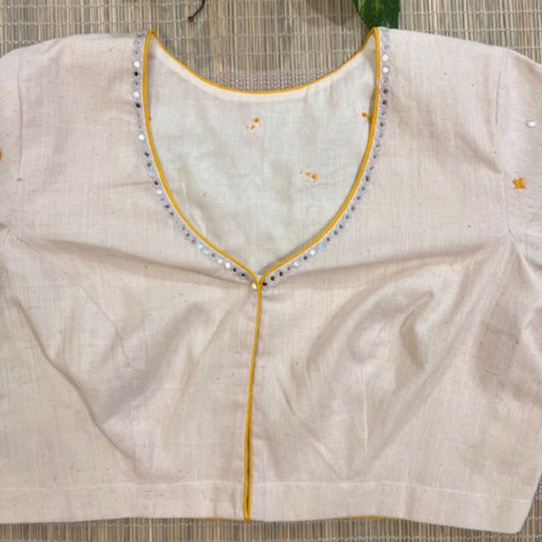 Ivory Handcrafted Handloom Kutchi Cotton Blouse