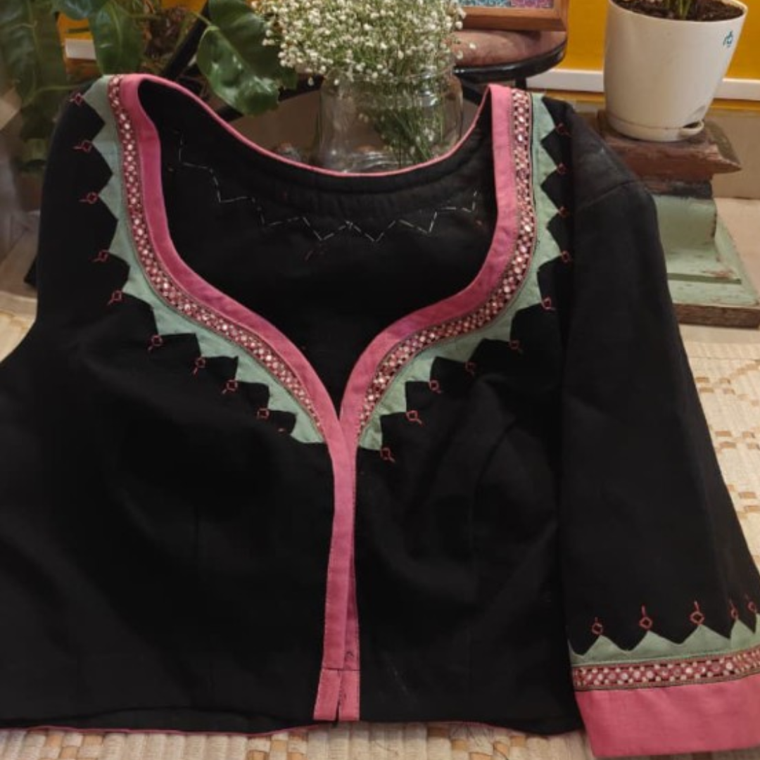 Charcoal Handcrafted Handloom Linen Blouse
