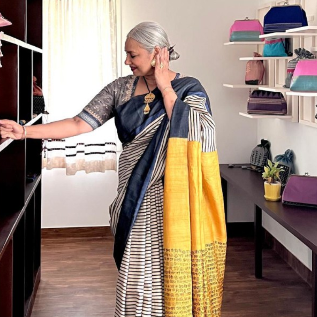 White Handcrafted Handloom Pure Tussar Silk Saree