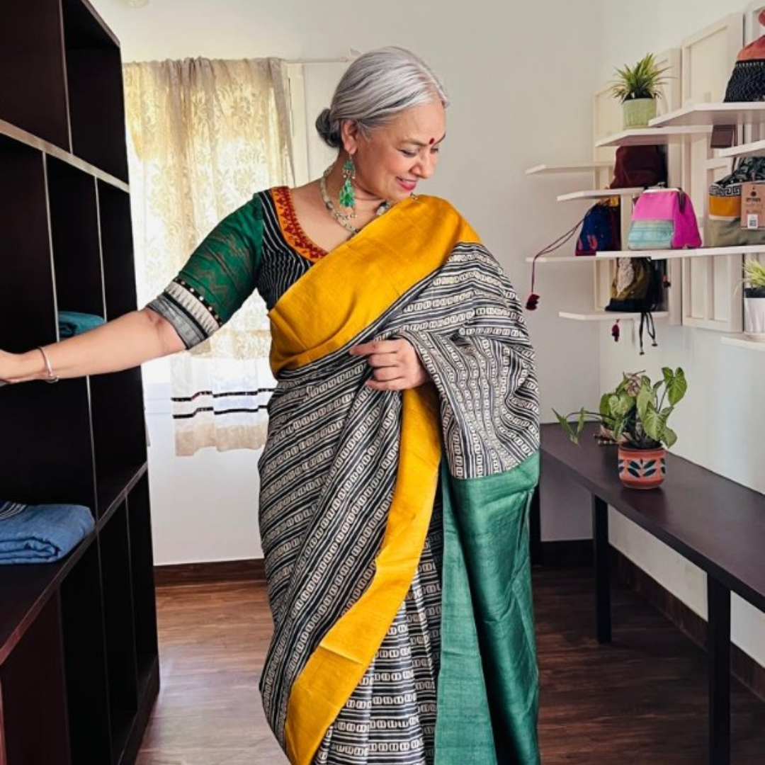 Emerald Green Handcrafted Handloom Pure Tussar Silk Saree