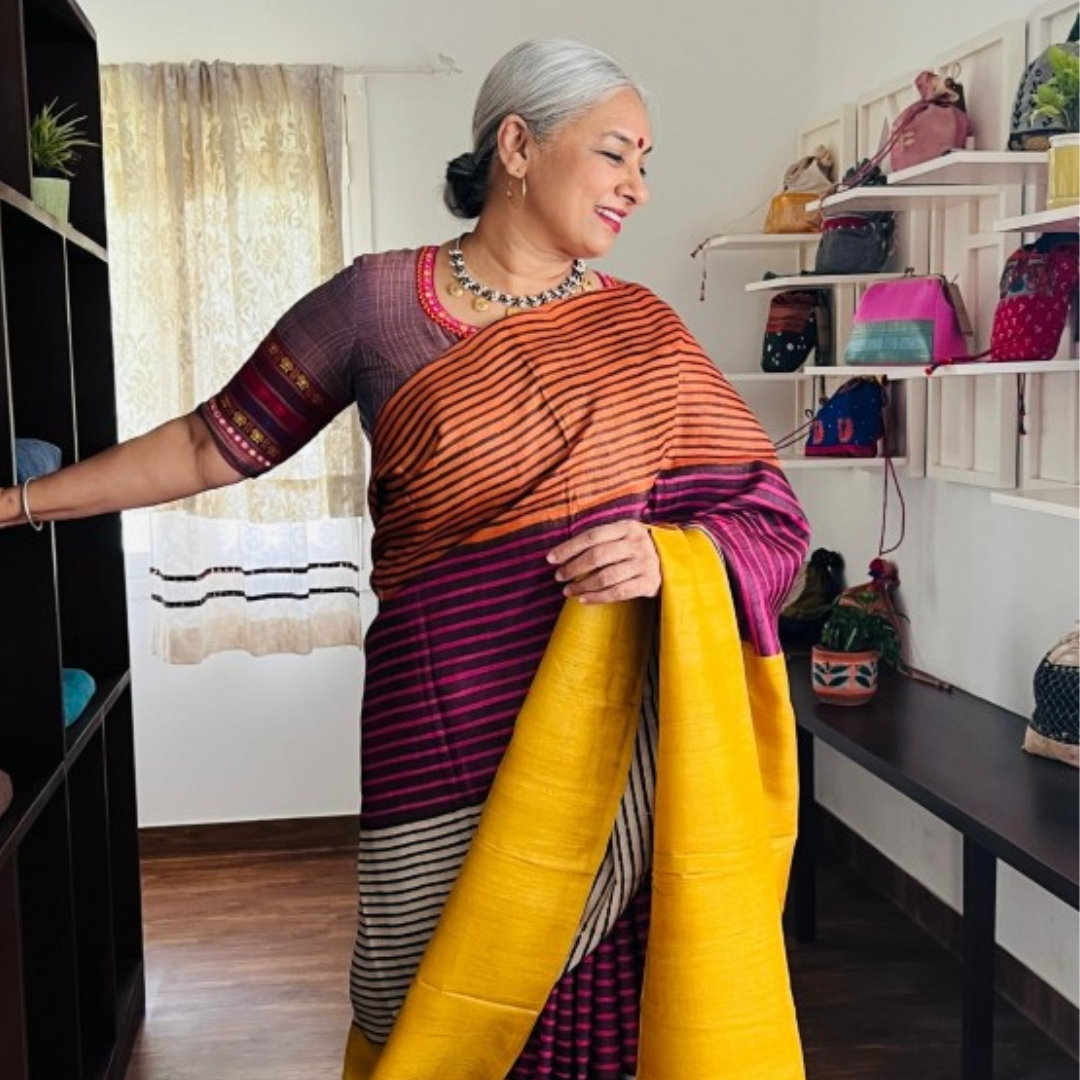 Multicolour Handcrafted Handloom Pure Tussar Silk Saree