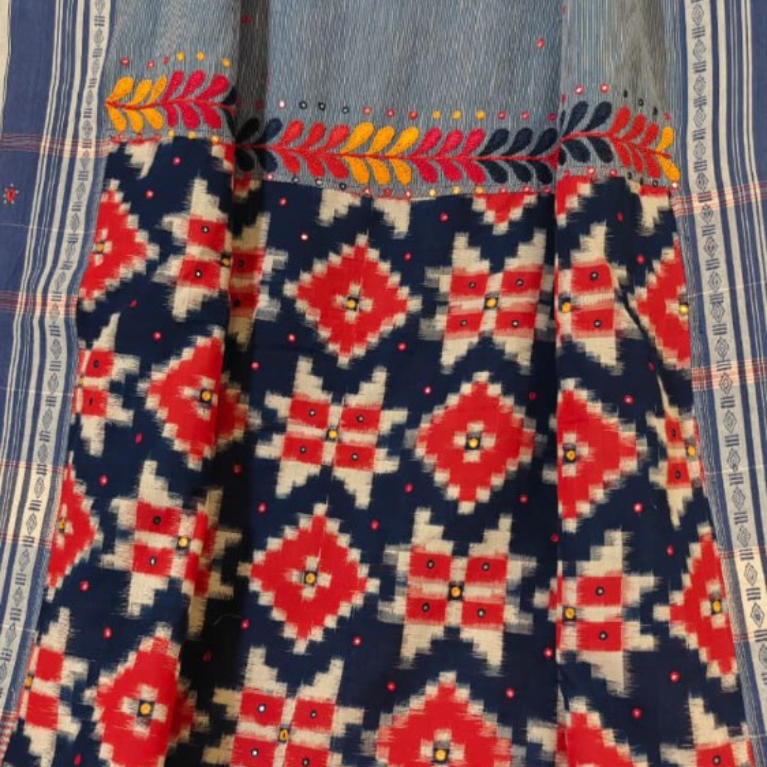 Blue Handcrafted Handloom Anne Hejje Cotton Saree