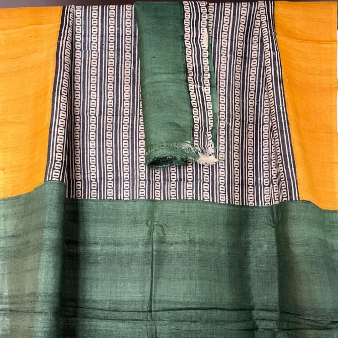 Emerald Green Handcrafted Handloom Pure Tussar Silk Saree
