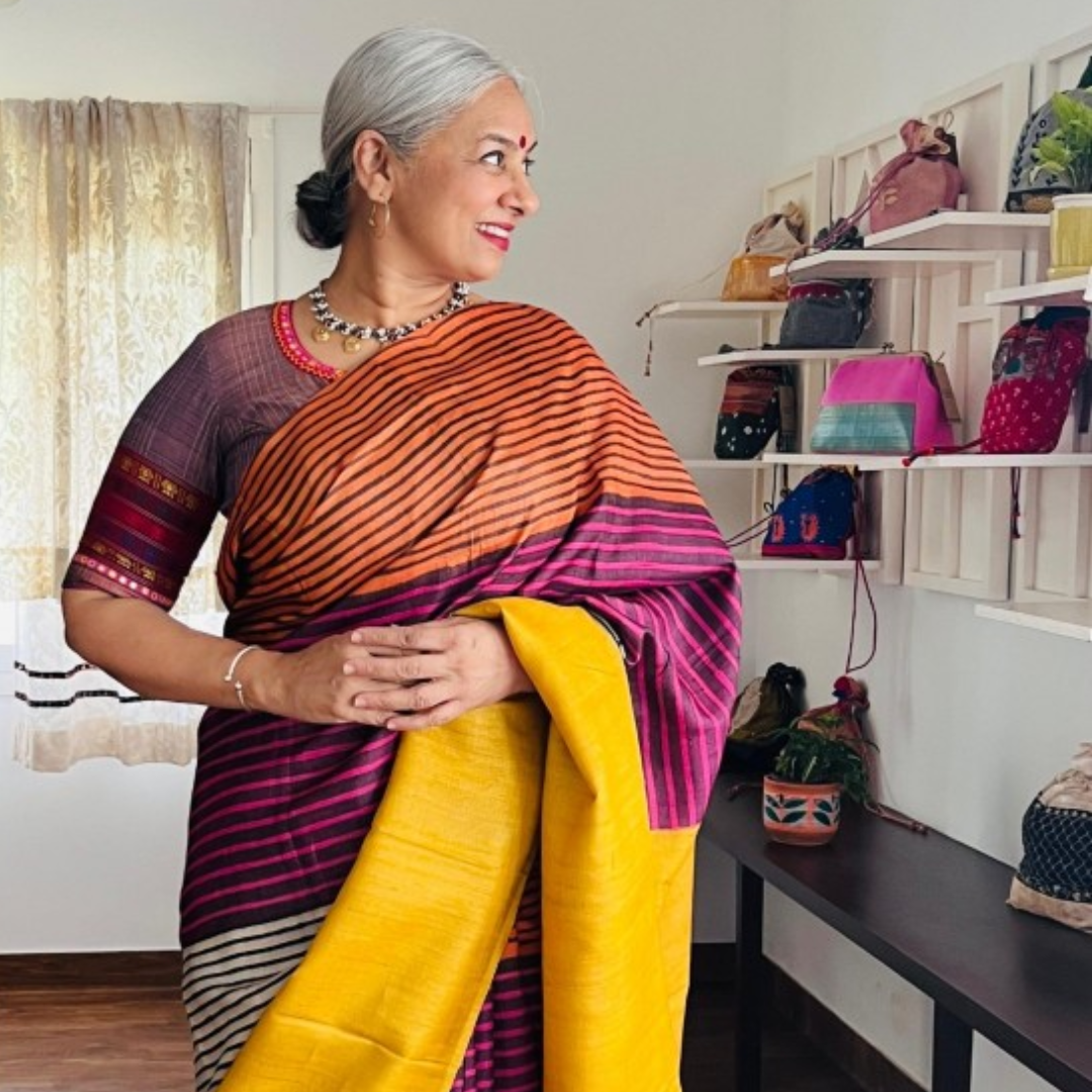 Multicolour Handcrafted Handloom Pure Tussar Silk Saree