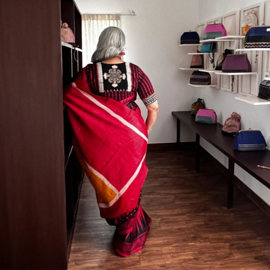 Chilli Red Handcrafted Handloom Pure Tussar Silk Saree