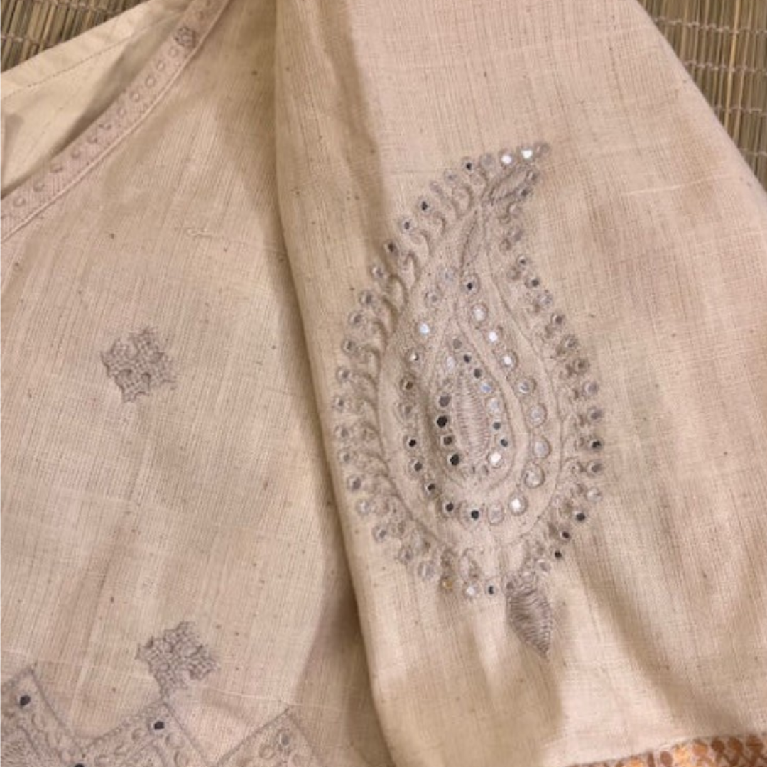 White Handcrafted Handloom Embroidered Cotton Blouse