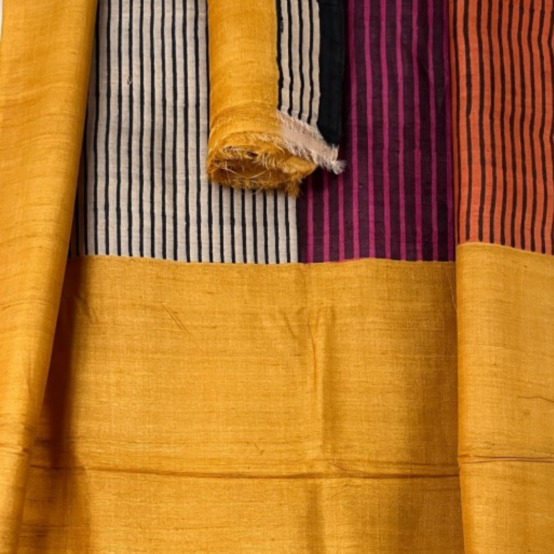 Multicolour Handcrafted Handloom Pure Tussar Silk Saree