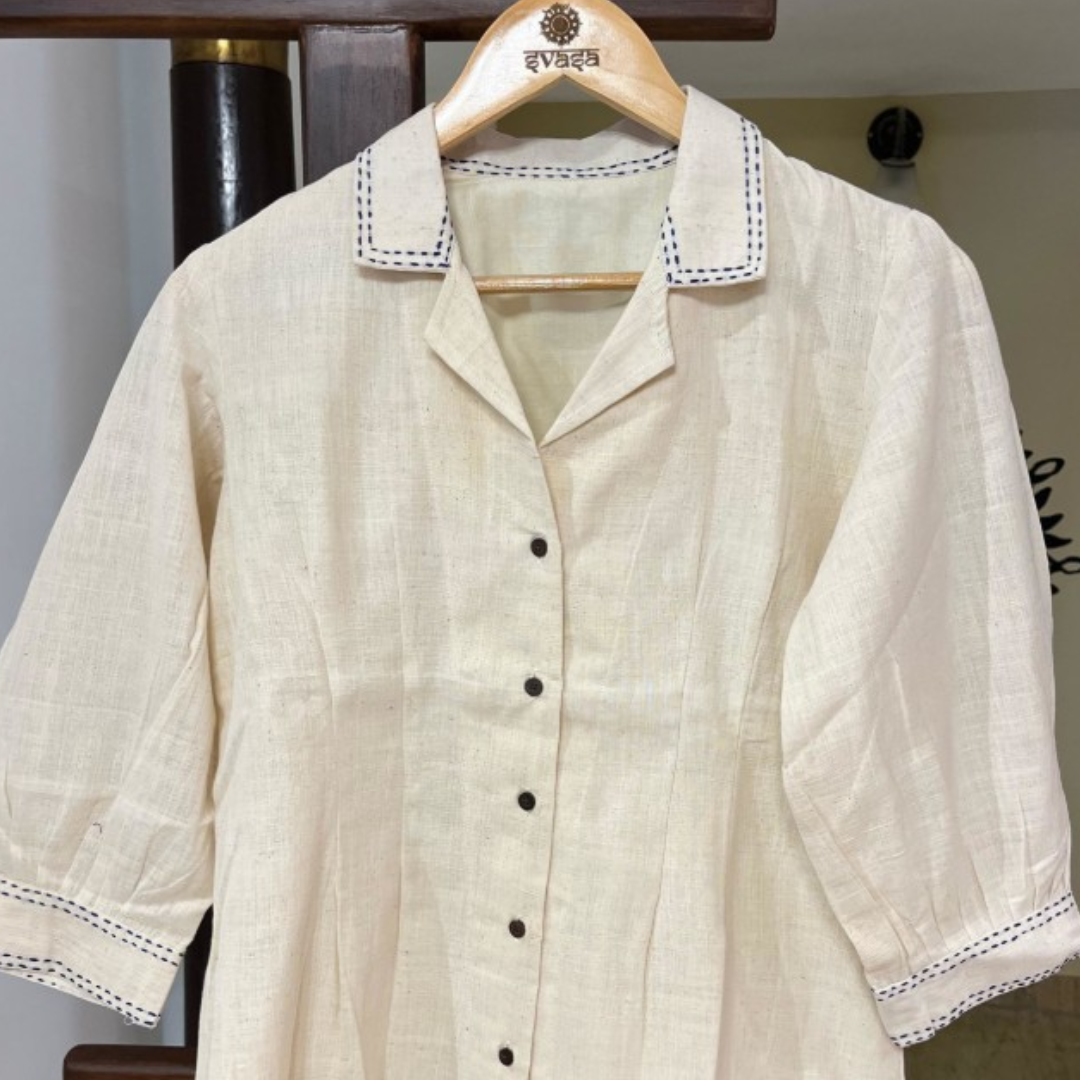 White Handcrafted Handloom Khadi Cotton Top