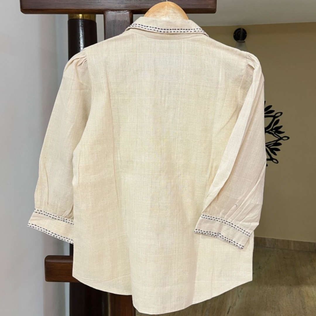 White Handcrafted Handloom Khadi Cotton Top