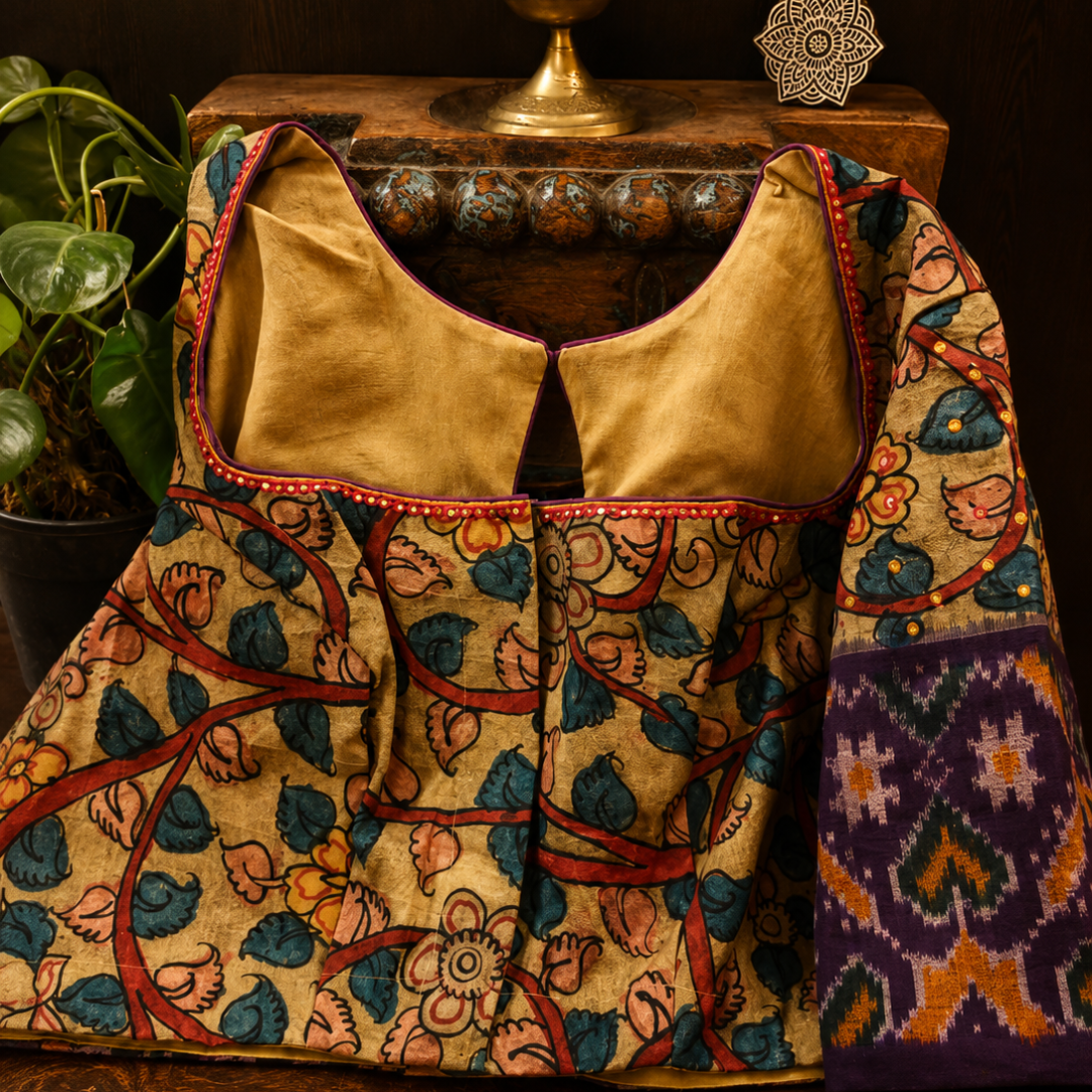 Beige Handcrafted Handloom Silk Blouse