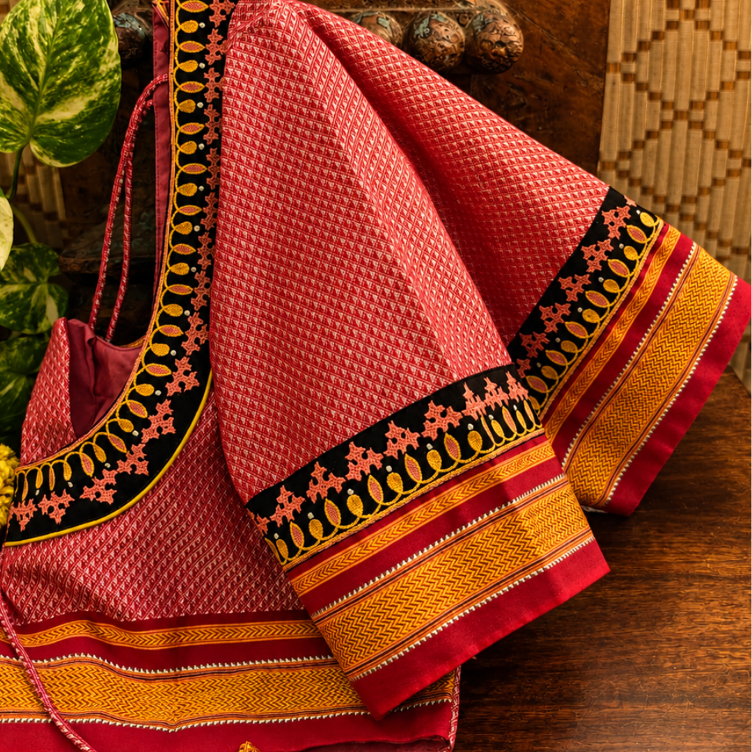 Pastel Pink Handcrafted Handloom Khun Cotton Blouse