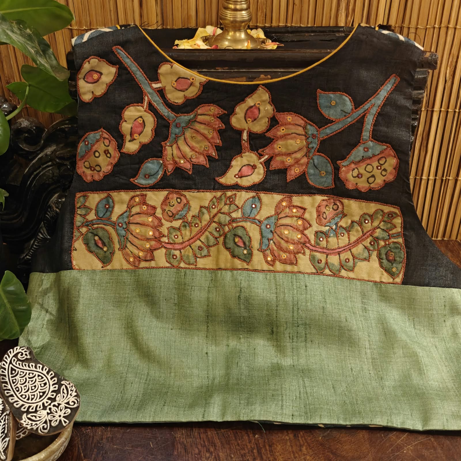 Sage in Bloom — Tussar & Kalamkari