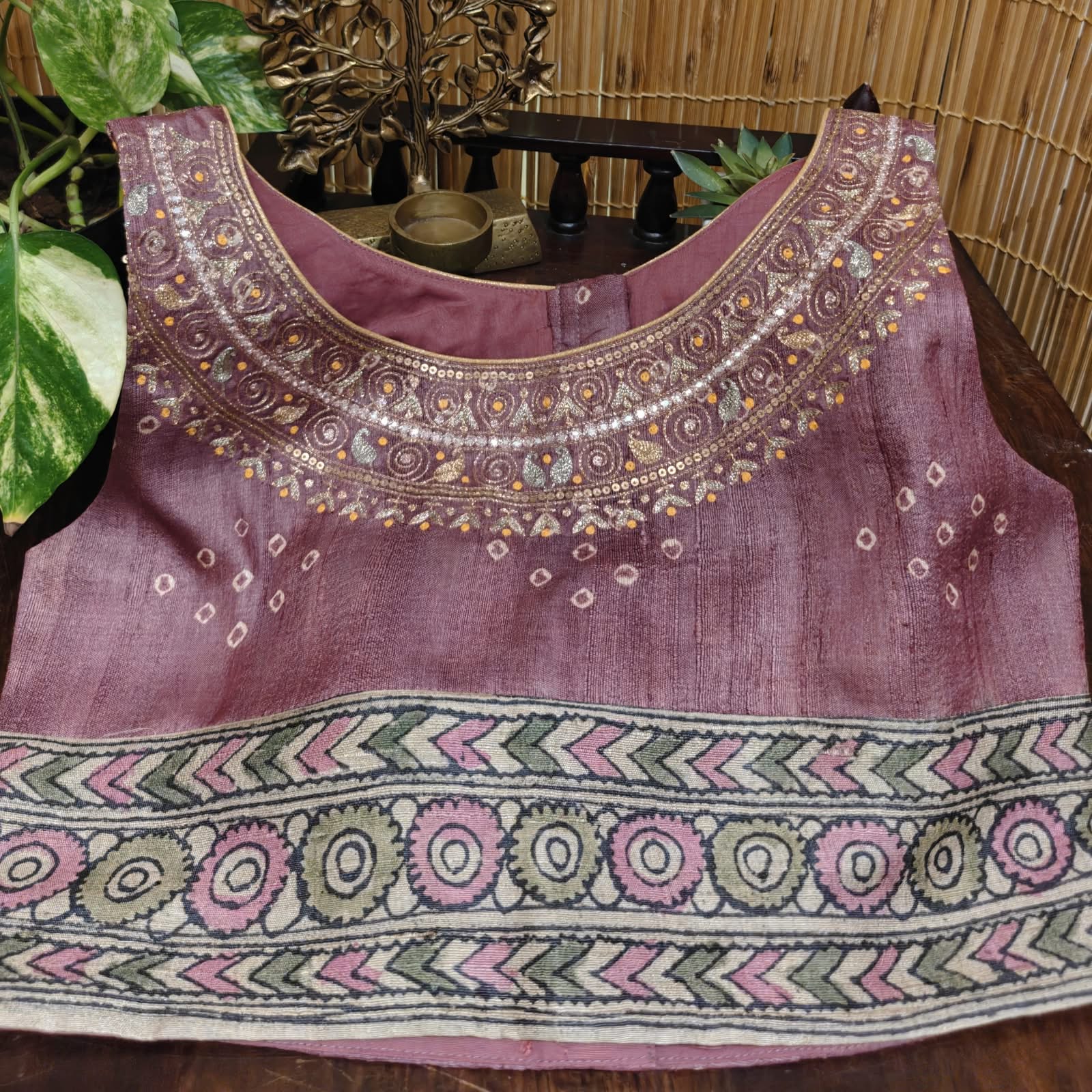 Blush Sungudi — Kalamkari & Pittan