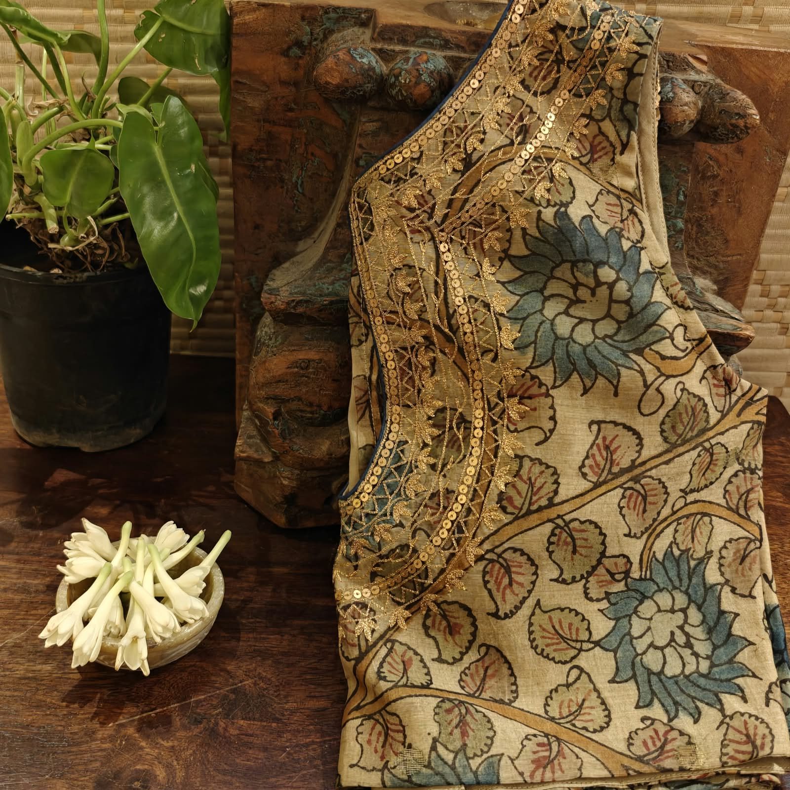 Fawn Florals — Kalamkari & Pittan