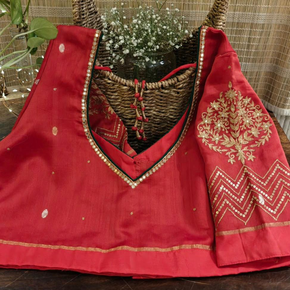 Chanderi | Festive Hues of Red & Gold