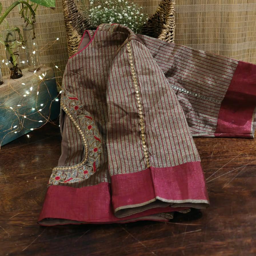Chanderi | Florals Among Stripes