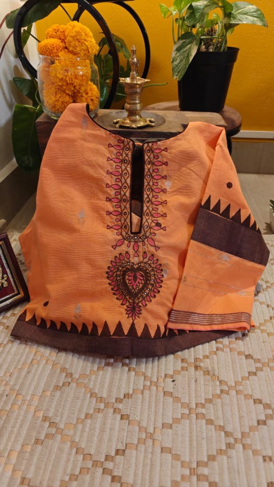 Picture of Peach Jamdani with a Signature Finish 🌸