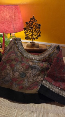 OLIVE & VINTAGE RED KALAMKARI