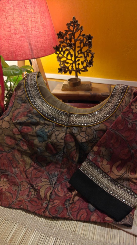 OLIVE & VINTAGE RED KALAMKARI