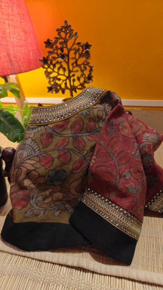 OLIVE & VINTAGE RED KALAMKARI