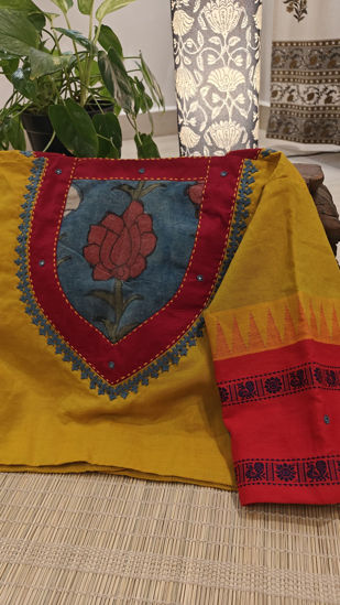 A Leaf Yoke, Kalamkari Soul & Kutch Threads