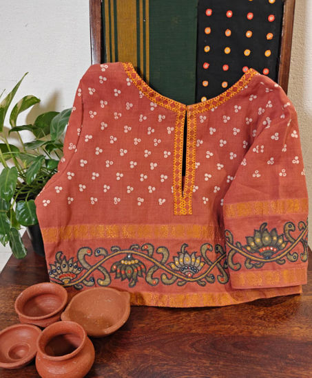 Mukkati Sungudi in Cinnamon & Kalamkari
