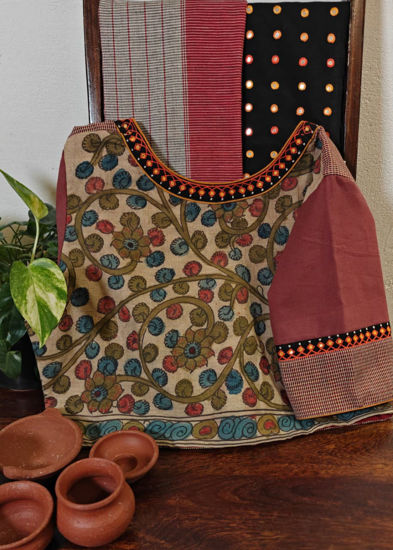 Garnet Checks & Kalamkari Tales 🪡🎨