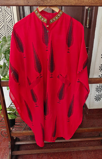 block-printed kaftan