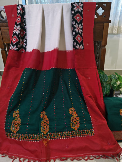 Telia in Ivory | Woven Calm, Embroidered in Fiery hues