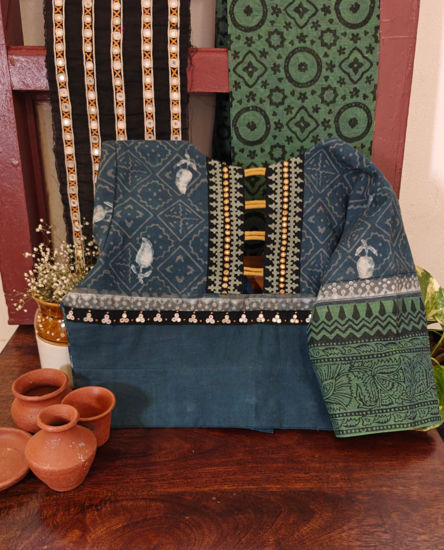 Indigo with Jade Green Border