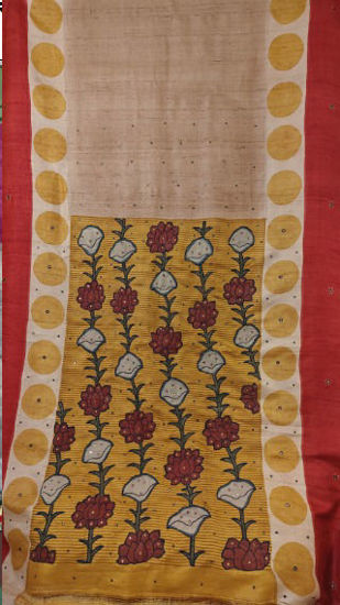 Bold Blooms on Tussar