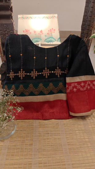 🖤 Margazhi Tales | Black & Red Tussar