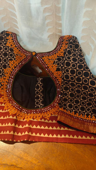 Block Prints with Golden Yellow Kutchi Embroidery